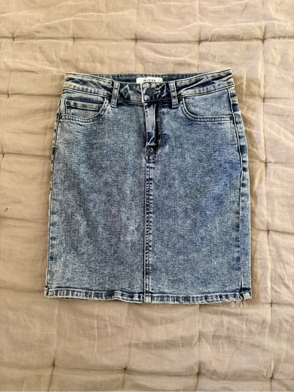 Guess Blue Acid Wash Denim Mini Skirt